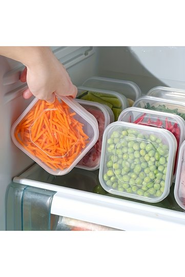 5pcs Freezer Meat Vegetable Storage Container BPA Free Food Grade Plastic Stackable Refrigerator Org