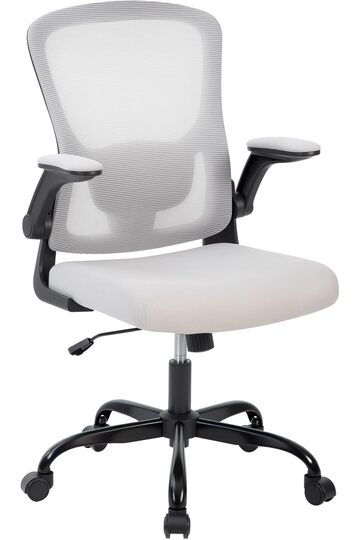 Ergonomic Mesh Office Chair – Adjustable Reclining Desk Chair with 120° Flip-Up Armrests, Rolling Computer Chair for Study or Conference, Breathable Mesh Task Chair for Home & Office,Gray
