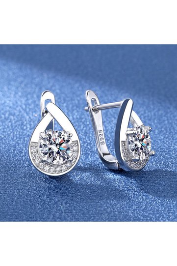 silver color 925 Sterling Silver Earrings For Women Round Zircon Earrings Sparkling Party Wedding Je