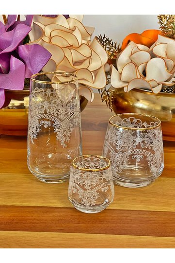 18 Piece Real Gilded Lace Gold Water Set Water Set Dowry Gift