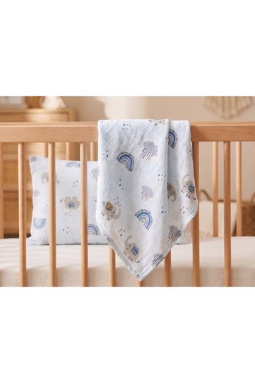 Newborn, Muslin Cover & Blanket (100 cm X 100 cm) + Pillowcase (35 cm *45 cm)