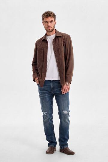 Men's Ripped Jean Pants Blue Pipe Leg
