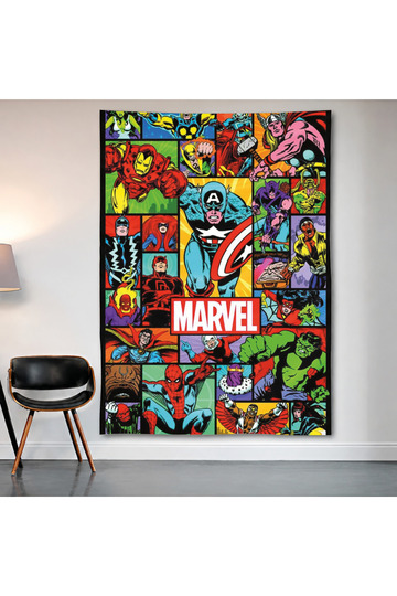 Marvel Comics Collage Wall Covering Wall Tapestry First Quality Satin Fabric Poster