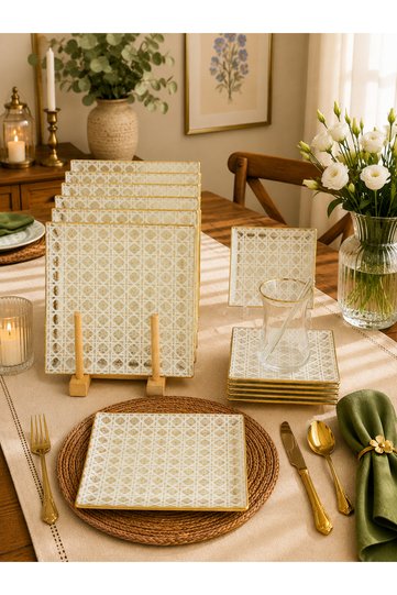 Boabab Gold Gilded 24 Piece Glass Tea Set for 6 People