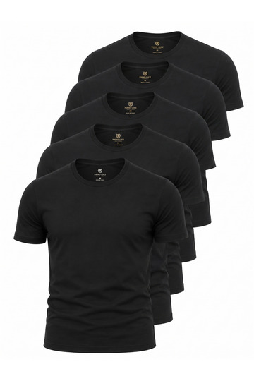 Men's 5-Pack T-Shirt – Short Sleeve Crew Neck Regular Fit – Black