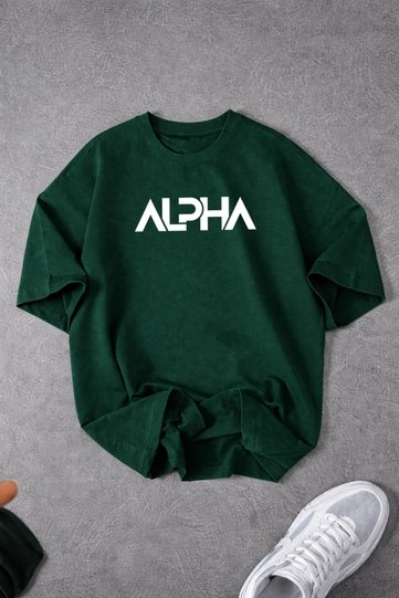 تيشيرت Alpha من القطن الممشط بقصة واسعة ورقبة دائرية للرجال والنساء، بدون طباعة، مناسب للصيف