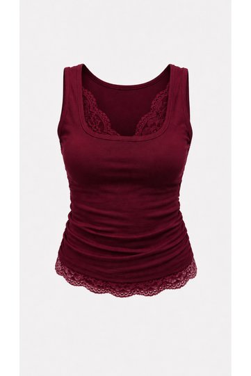 Women's Lace Detailed Cotton Ribbed Athlete Blouse 213