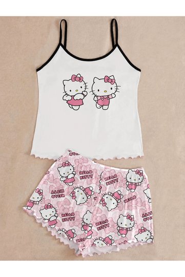 Hello Kitty 2 White Strappy Shorts Set
