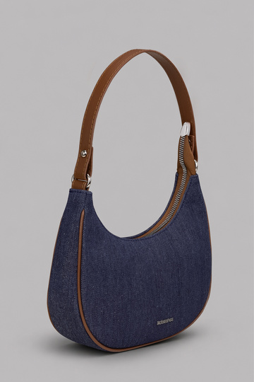 Urban Denim Hobo Shoulder Bag – with Contrast Pu Leather Strap