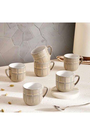 Marti 6-Piece Stoneware Espresso Mug Set 140ml -Grey
