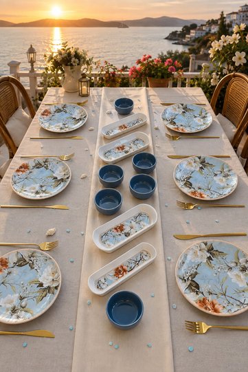 Nevada 16 Piece Luxury Breakfast Set for 6 People Breakfast Presentation Set