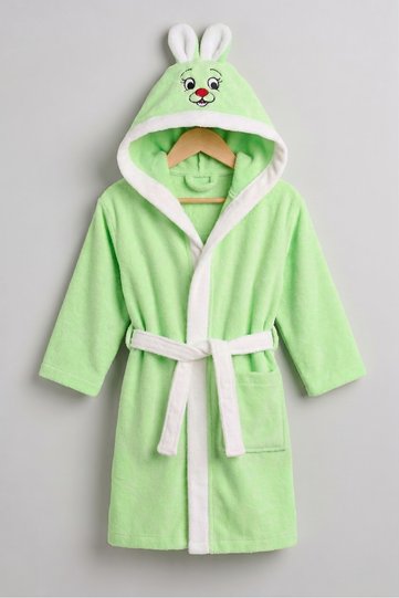 Cotton Children's Bathrobe with Hooded Rabbit Ears Figure