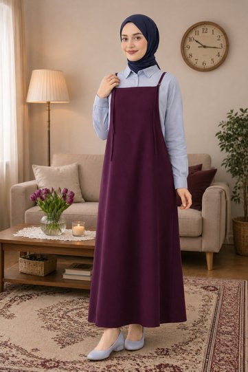 Women's Plum Color Adjustable Strap Jile Dress