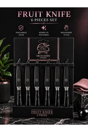 6-Piece Fruit Knife Set Black |   Stainless Steel Sharp Kitchen Fruit Knives