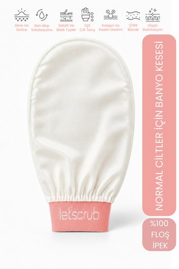 1 Piece Ecru Bath Shower Scrub Mitt 100% Rayon Silk For Normal Skin