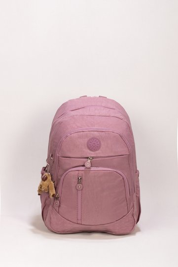 5-Compartment Luxury Crinkle Waterproof Fabric High School and Middle School Backpack + Monkey Keychain Gift