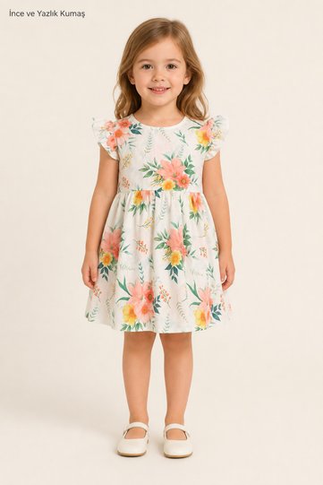 Girl's Thin Crepe Fabric Summer Dress