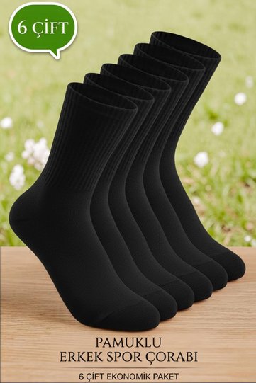 Pack of 6 Men's Black Cotton Socks – Comfortable for Daily Use