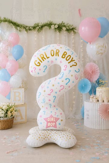 Gender Reveal Question Mark Foil Balloon 110X52 cm – Girl or Boy Gender Reveal Decoration, Standing Party Ornament