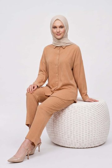 Buttoned Front Wrinkled Suit