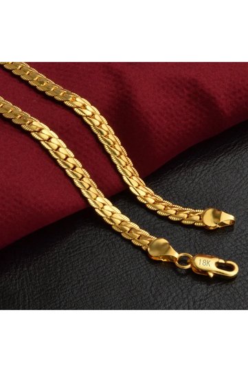 55CM 18K Gold 18-24inch 45-60cm 6mm Full Side Chain Necklace For Women Men Fashion Wedding Party Cha