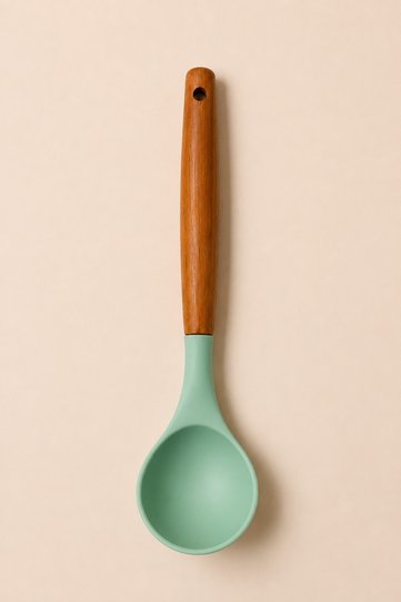 Wooden Handle Silicone Serving Ladle 30 cm