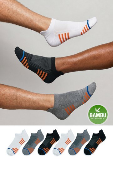6 Pack Bamboo Colored Patterned Seamless Breathable Boxed Short Sports Running Men's Sneaker Socks 3150