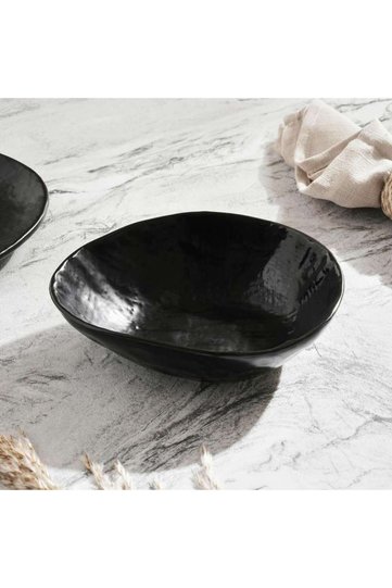 Pebbly Stoneware Soup Bowl 19x15.5x5.3cm -black