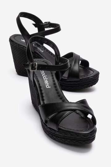 Women's Cross-Tied High-Heeled Sandals; Black