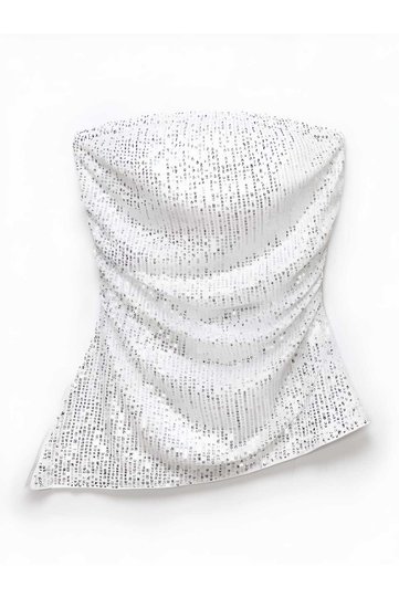 Asymmetric Cut Sequin Fabric ALDA Blouse