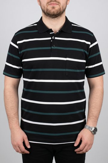 Men's Dad Striped Green Polo Collar T-Shirt with Pockets Father's Day