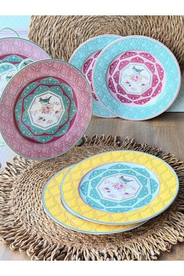 Porcelain Cake Plate Set of 6 19cm Qush Mix