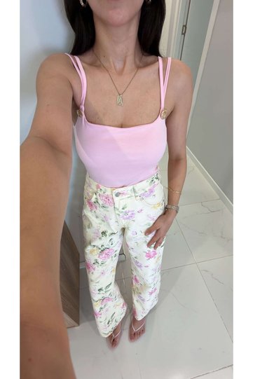 Urta Pink Buckle Detailed Bodysuit