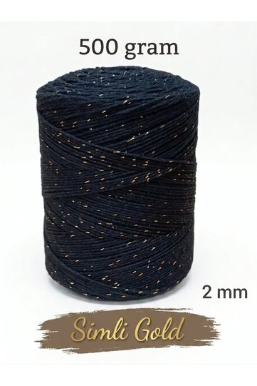 خيط قطني لامع أسود ذهبي للحياكة اليدوية، خيط كوتون للحياكة
