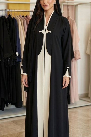 MAISUN Women's Dubai Abaya with Matching Sheila Hijab Scarf | Modest Islamic Dress | Lightweight All Season Wear | Casual, Office & Daily Wear