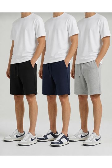 3 Pieces Black-Grey-Navy Blue Oversize Fit Shorts Bermuda Comfortable Fit Anti-Sweat