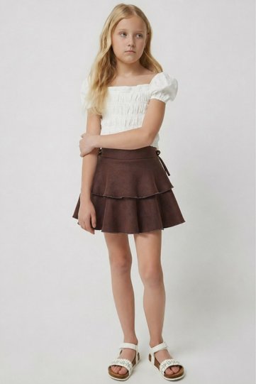 Girl's Layered Mini Skirt Stylish Daily Wear and Special Occasion Use Comfortable Cut Skirt