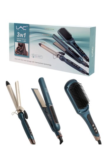 3 In 1 Hair Straightener,hair Straightener Brush And Hair Curler Iron Kit, 11 Heat Settings Adjustable Temperature,250℃ Max Temperature Hair Styling Kit,Suitable For Family Use And Gifts,L-287