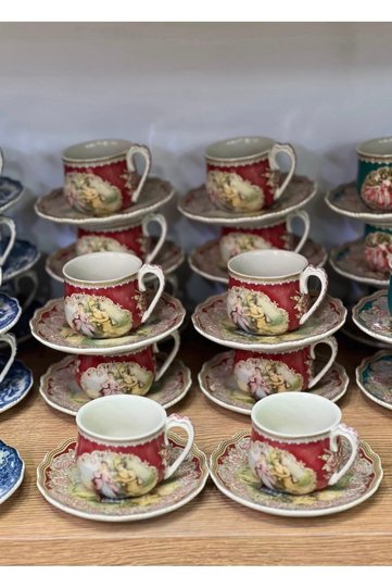 ESTERHOMEDECOR porcelain coffee cup set for 6 people