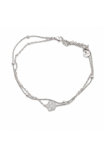 Women's Anklet Silver Color Steel Clover Figured Stone Anklet