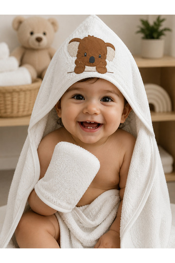 Baby patterned towel swaddle, baby bath towel eraser set