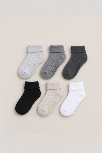 6-Piece Organic Cotton Non-Slip Kids-Baby Socks
