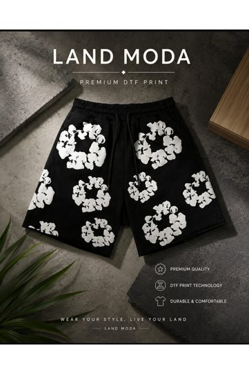 Cloud Pattern Printed Oversize Shorts – Unisex