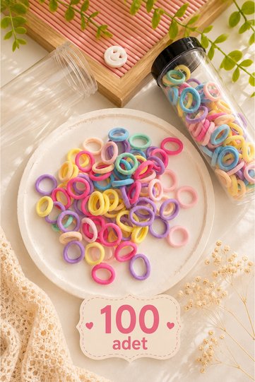 100-Piece Set of Colorful Mini Hair Elastics – Seamless, Soft, Flexible Children's Hair Ties, Assorted Colors