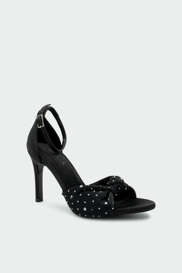 Space Stone Knot Detailed Platform Black Evening Dress Shoes