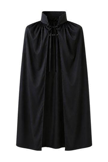 Black Color Collared Halloween Cape (Masquerade & Halloween Dracula Cape)