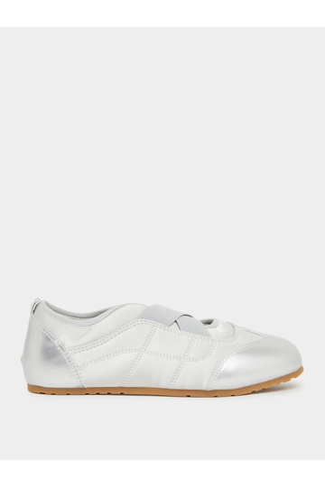 Metallic Look Elastic Trim Sneakers
