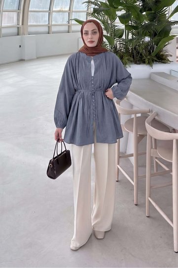 Birit Buttoned Nubuck Shirt Anthracite