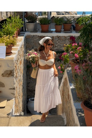 Rimini White Long Skirt