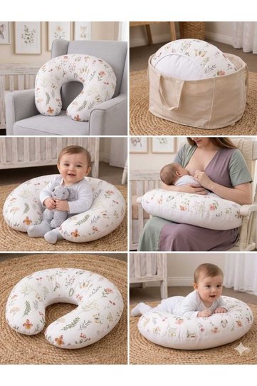 Double-Sided Breastfeeding Pillow / Baby Support Cushion with Floral Pattern